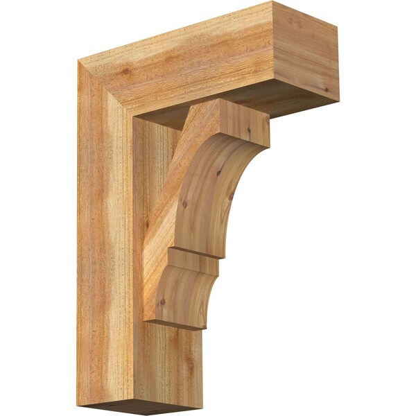 Ekena Millwork Balboa Block Rough Sawn Bracket w/ Offset Brace, Western Red Cedar, 8"W x 20"D x 28"H BKT0806X20X28BOA05RWR - main